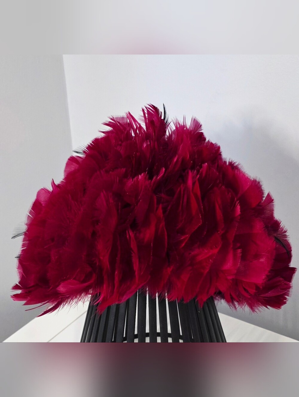 Vintage 1960s Merlot & Black Feather Bubble Hat  - Union Made Mid-Century